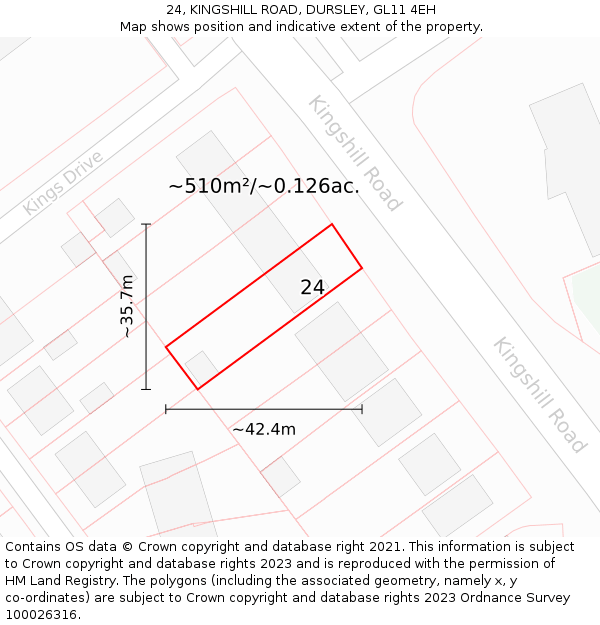 24, KINGSHILL ROAD, DURSLEY, GL11 4EH: Plot and title map