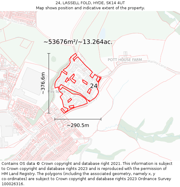 24, LASSELL FOLD, HYDE, SK14 4UT: Plot and title map