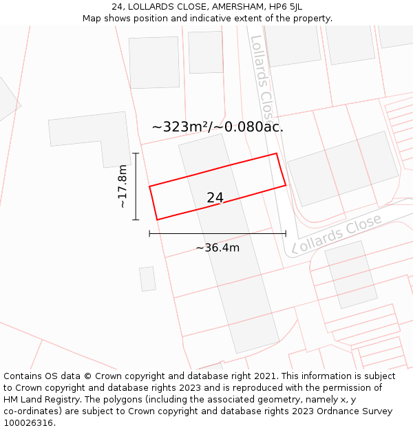 24, LOLLARDS CLOSE, AMERSHAM, HP6 5JL: Plot and title map