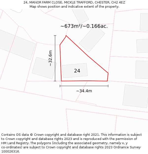 24, MANOR FARM CLOSE, MICKLE TRAFFORD, CHESTER, CH2 4EZ: Plot and title map