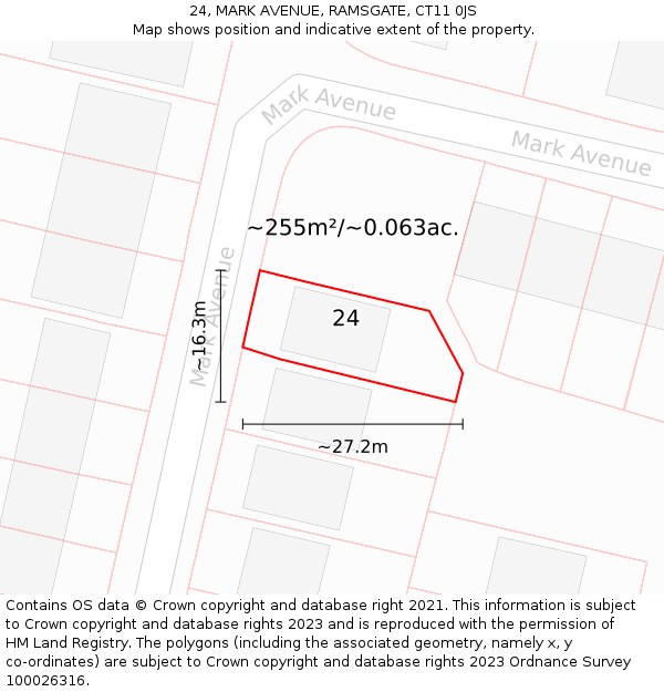 24, MARK AVENUE, RAMSGATE, CT11 0JS: Plot and title map