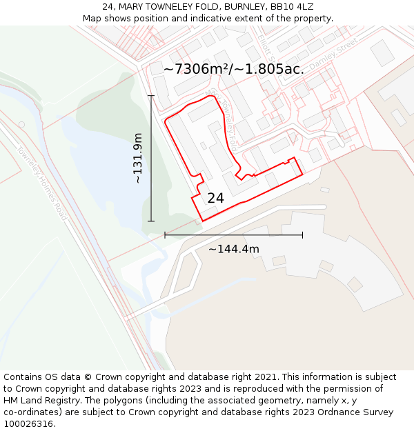 24, MARY TOWNELEY FOLD, BURNLEY, BB10 4LZ: Plot and title map