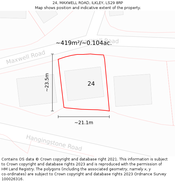 24, MAXWELL ROAD, ILKLEY, LS29 8RP: Plot and title map