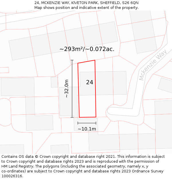 24, MCKENZIE WAY, KIVETON PARK, SHEFFIELD, S26 6QN: Plot and title map