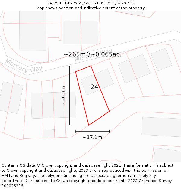 24, MERCURY WAY, SKELMERSDALE, WN8 6BF: Plot and title map