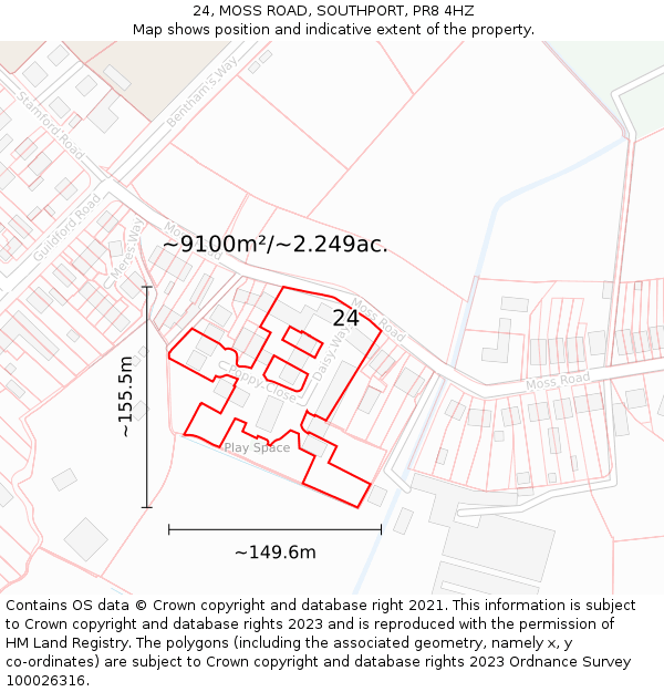 24, MOSS ROAD, SOUTHPORT, PR8 4HZ: Plot and title map