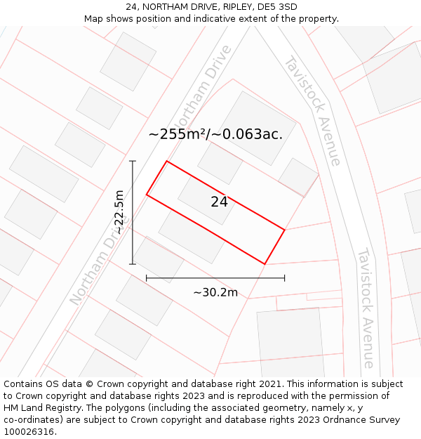 24, NORTHAM DRIVE, RIPLEY, DE5 3SD: Plot and title map