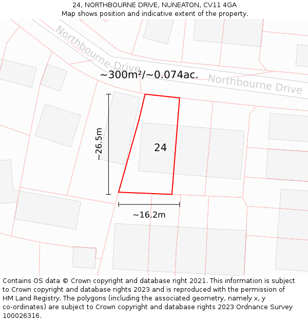 24, NORTHBOURNE DRIVE, NUNEATON, CV11 4GA: Plot and title map