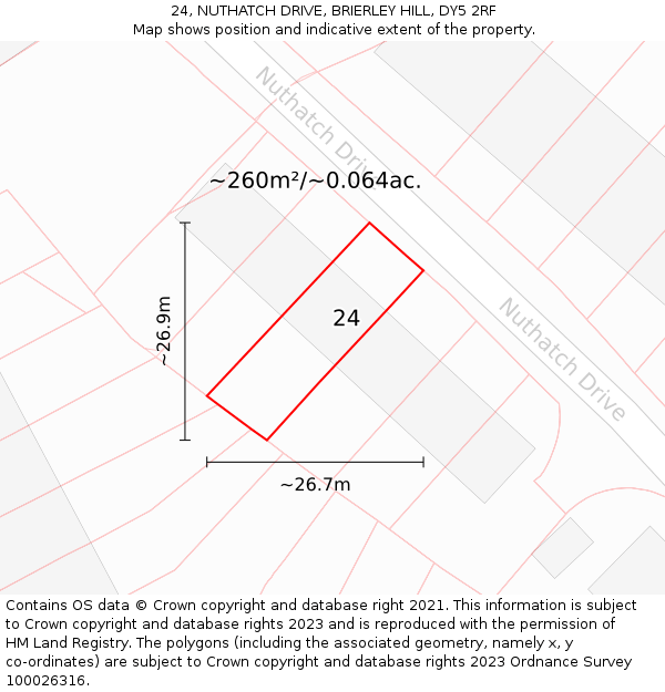 24, NUTHATCH DRIVE, BRIERLEY HILL, DY5 2RF: Plot and title map