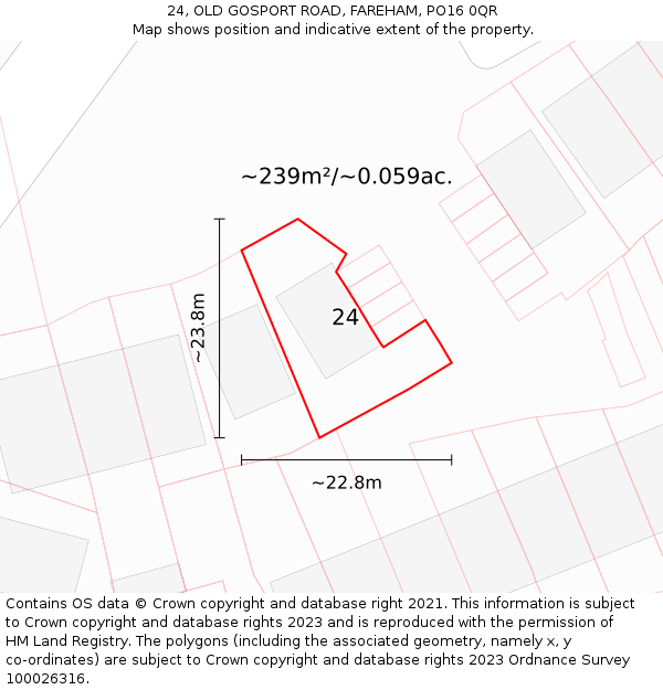 24, OLD GOSPORT ROAD, FAREHAM, PO16 0QR: Plot and title map