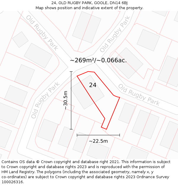 24, OLD RUGBY PARK, GOOLE, DN14 6BJ: Plot and title map