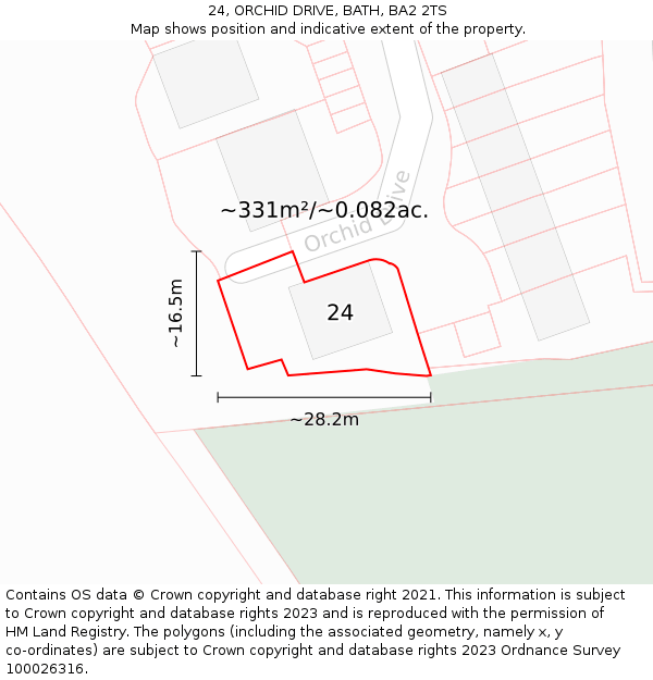 24, ORCHID DRIVE, BATH, BA2 2TS: Plot and title map