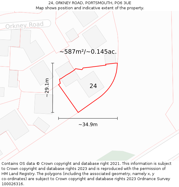 24, ORKNEY ROAD, PORTSMOUTH, PO6 3UE: Plot and title map