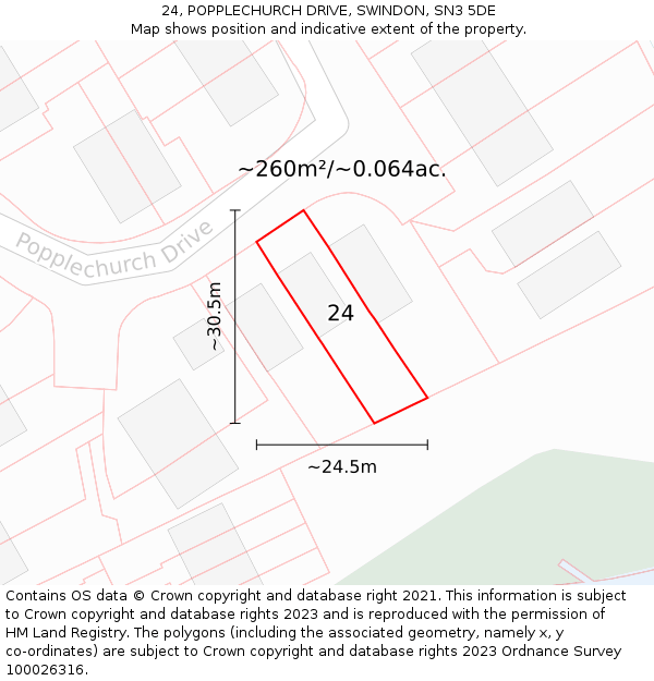 24, POPPLECHURCH DRIVE, SWINDON, SN3 5DE: Plot and title map