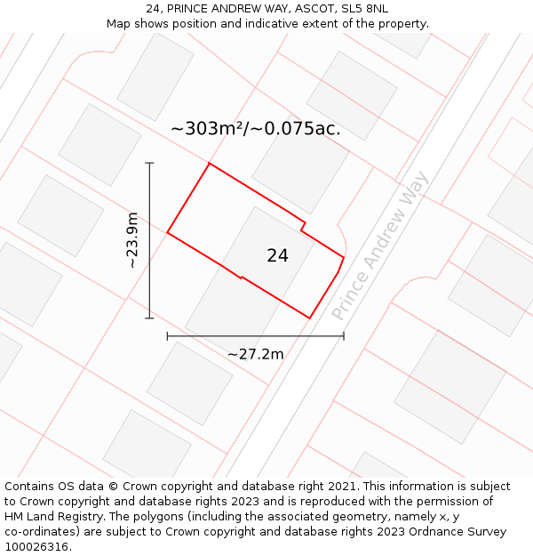 24, PRINCE ANDREW WAY, ASCOT, SL5 8NL: Plot and title map