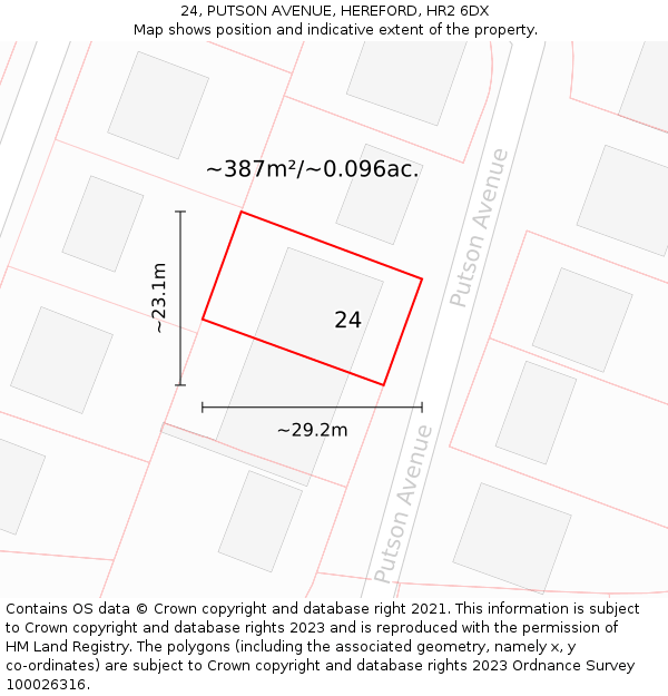 24, PUTSON AVENUE, HEREFORD, HR2 6DX: Plot and title map
