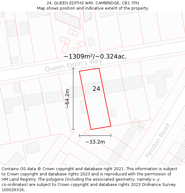 24, QUEEN EDITHS WAY, CAMBRIDGE, CB1 7PN: Plot and title map