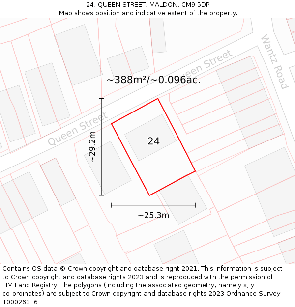 24, QUEEN STREET, MALDON, CM9 5DP: Plot and title map