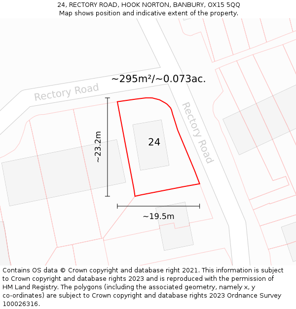 24, RECTORY ROAD, HOOK NORTON, BANBURY, OX15 5QQ: Plot and title map