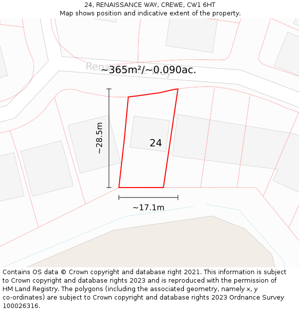 24, RENAISSANCE WAY, CREWE, CW1 6HT: Plot and title map