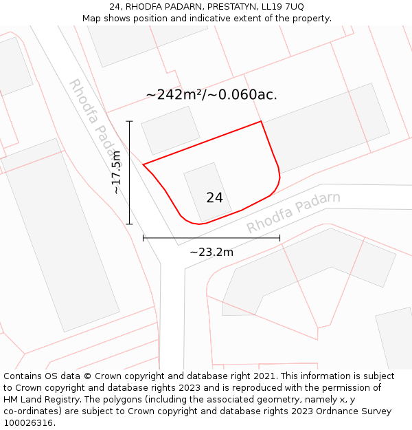 24, RHODFA PADARN, PRESTATYN, LL19 7UQ: Plot and title map