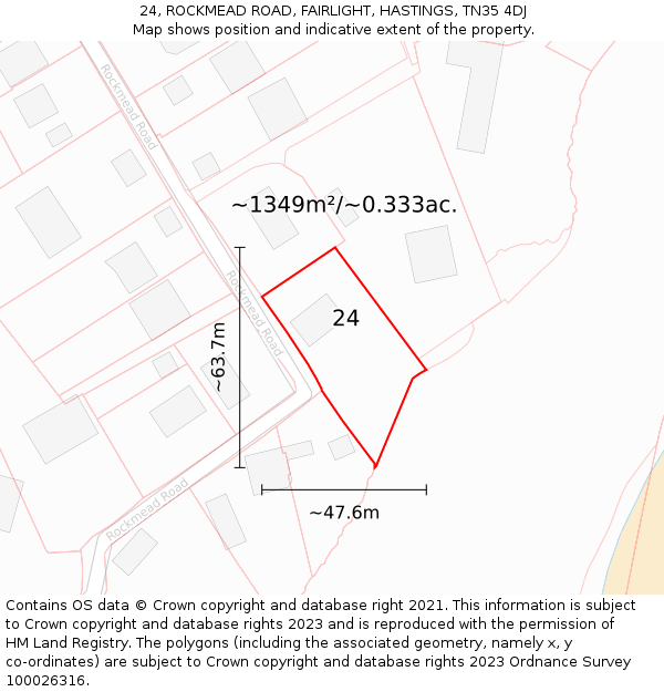 24, ROCKMEAD ROAD, FAIRLIGHT, HASTINGS, TN35 4DJ: Plot and title map