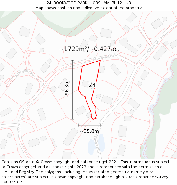 24, ROOKWOOD PARK, HORSHAM, RH12 1UB: Plot and title map