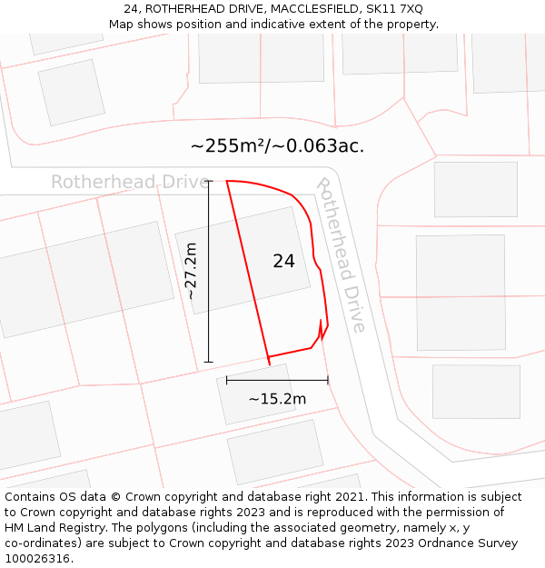 24, ROTHERHEAD DRIVE, MACCLESFIELD, SK11 7XQ: Plot and title map