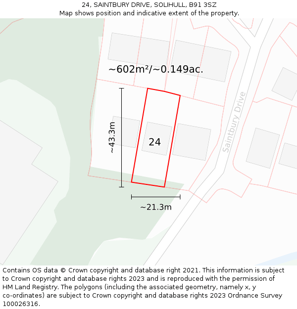 24, SAINTBURY DRIVE, SOLIHULL, B91 3SZ: Plot and title map