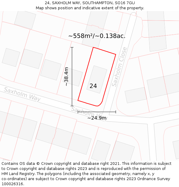 24, SAXHOLM WAY, SOUTHAMPTON, SO16 7GU: Plot and title map