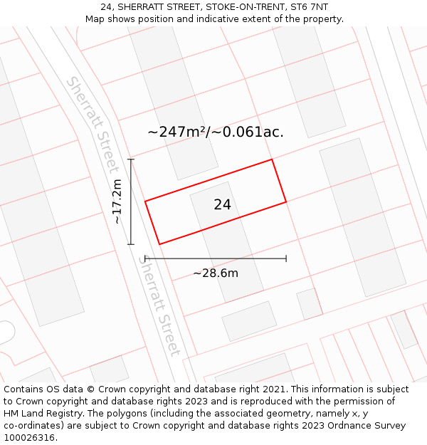 24, SHERRATT STREET, STOKE-ON-TRENT, ST6 7NT: Plot and title map