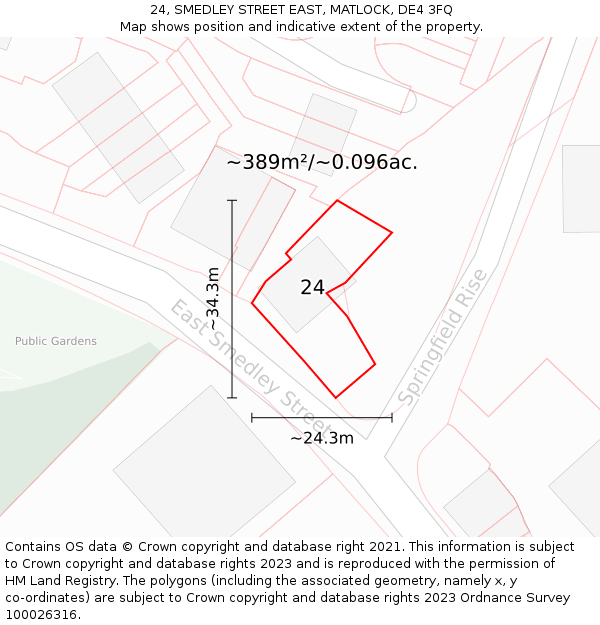 24, SMEDLEY STREET EAST, MATLOCK, DE4 3FQ: Plot and title map