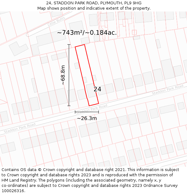 24, STADDON PARK ROAD, PLYMOUTH, PL9 9HG: Plot and title map