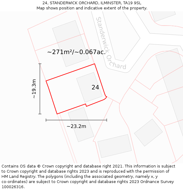 24, STANDERWICK ORCHARD, ILMINSTER, TA19 9SL: Plot and title map