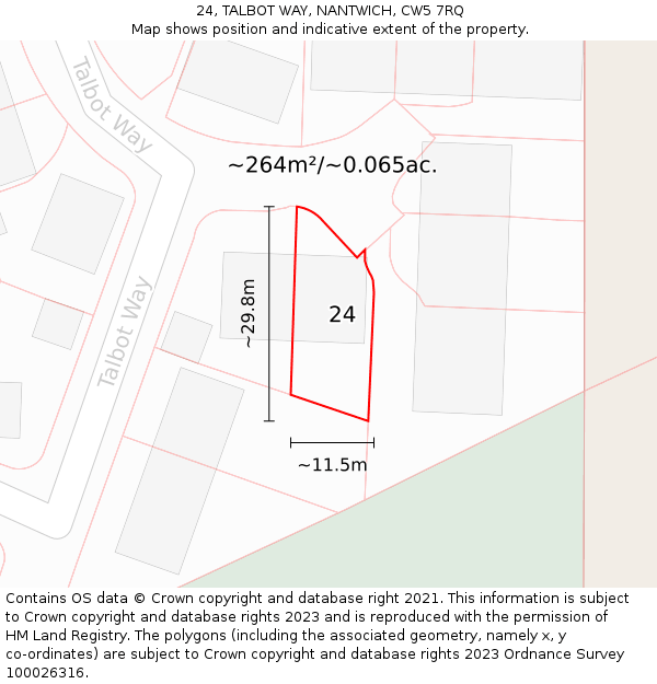 24, TALBOT WAY, NANTWICH, CW5 7RQ: Plot and title map