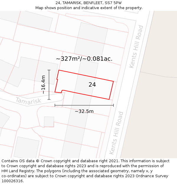 24, TAMARISK, BENFLEET, SS7 5PW: Plot and title map