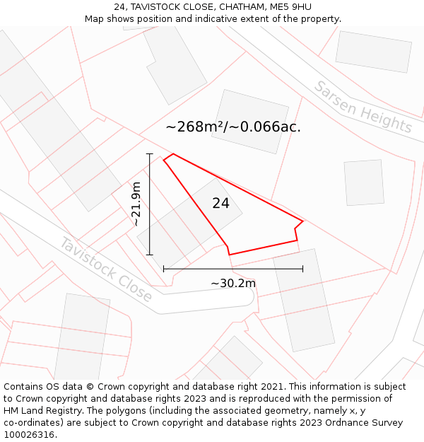 24, TAVISTOCK CLOSE, CHATHAM, ME5 9HU: Plot and title map