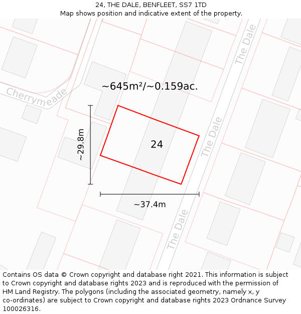 24, THE DALE, BENFLEET, SS7 1TD: Plot and title map