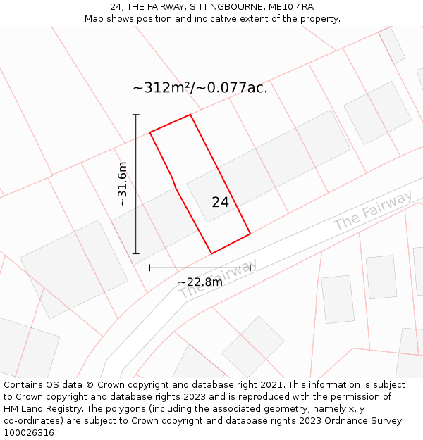 24, THE FAIRWAY, SITTINGBOURNE, ME10 4RA: Plot and title map