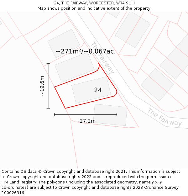 24, THE FAIRWAY, WORCESTER, WR4 9UH: Plot and title map