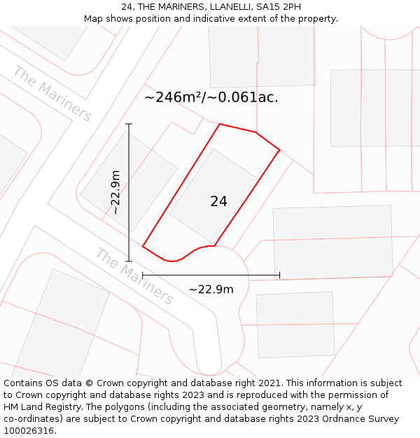 24, THE MARINERS, LLANELLI, SA15 2PH: Plot and title map