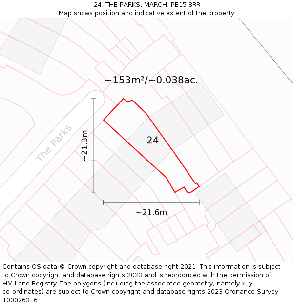 24, THE PARKS, MARCH, PE15 8RR: Plot and title map