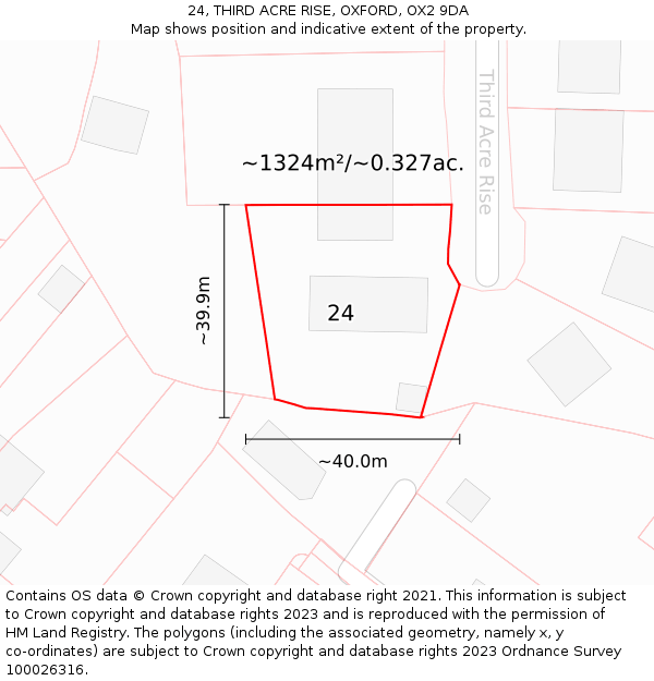 24, THIRD ACRE RISE, OXFORD, OX2 9DA: Plot and title map