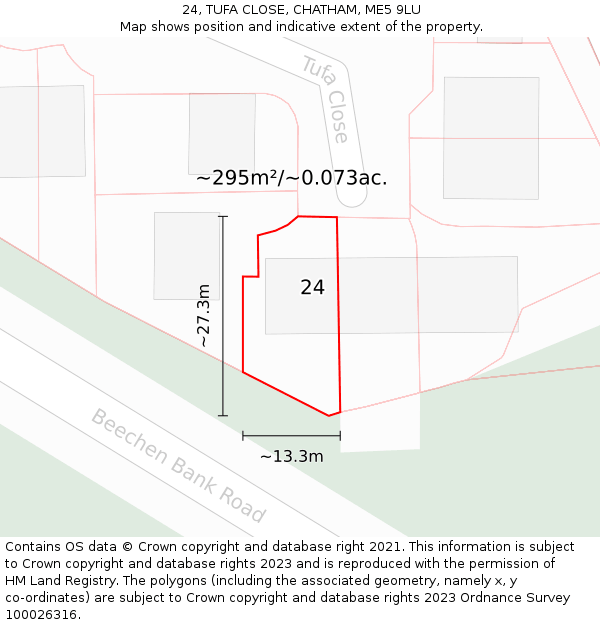 24, TUFA CLOSE, CHATHAM, ME5 9LU: Plot and title map