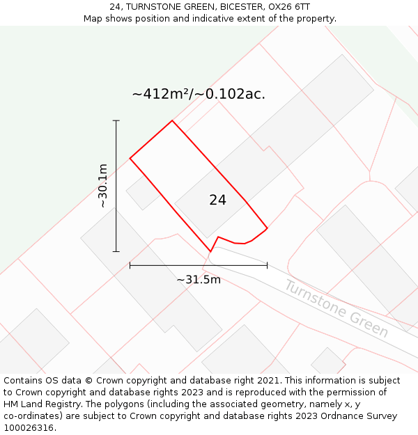 24, TURNSTONE GREEN, BICESTER, OX26 6TT: Plot and title map