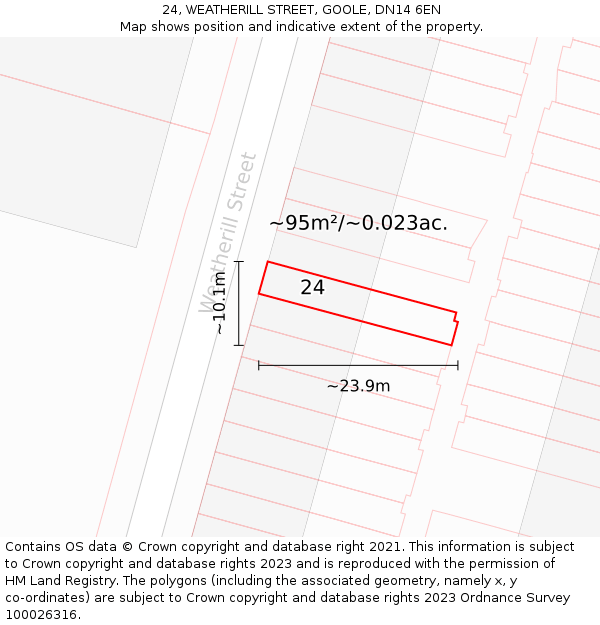 24, WEATHERILL STREET, GOOLE, DN14 6EN: Plot and title map