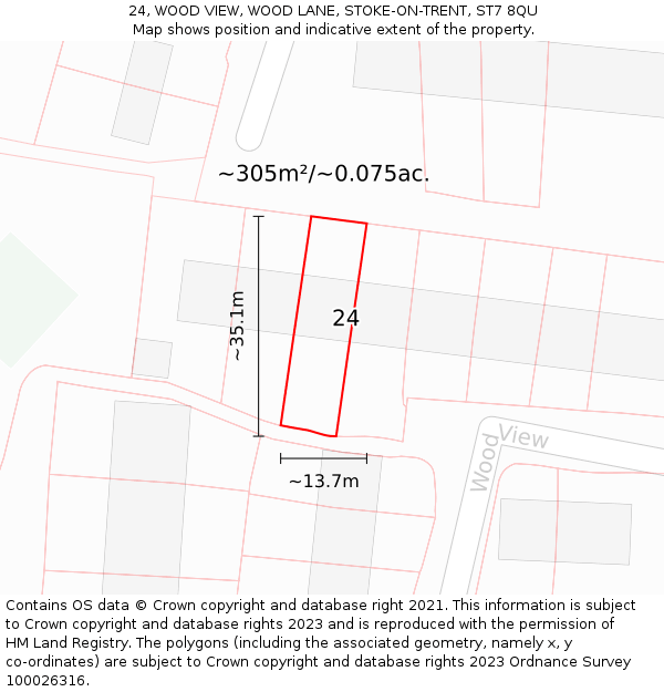 24, WOOD VIEW, WOOD LANE, STOKE-ON-TRENT, ST7 8QU: Plot and title map