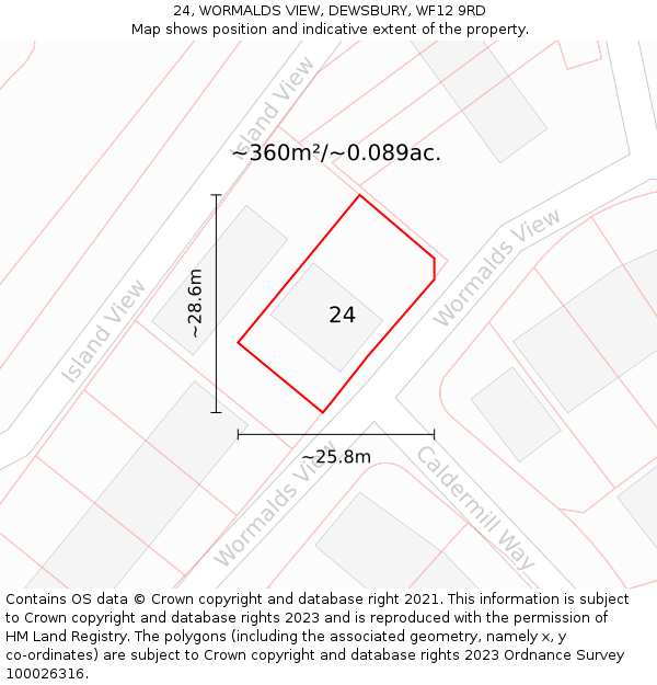 24, WORMALDS VIEW, DEWSBURY, WF12 9RD: Plot and title map