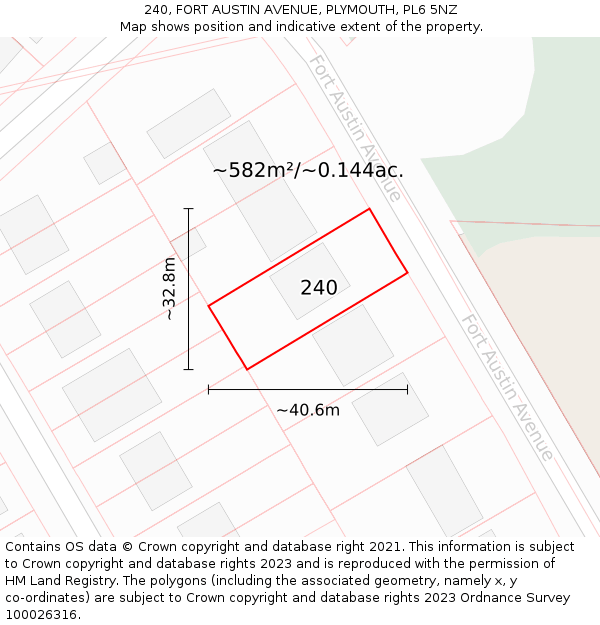 240, FORT AUSTIN AVENUE, PLYMOUTH, PL6 5NZ: Plot and title map