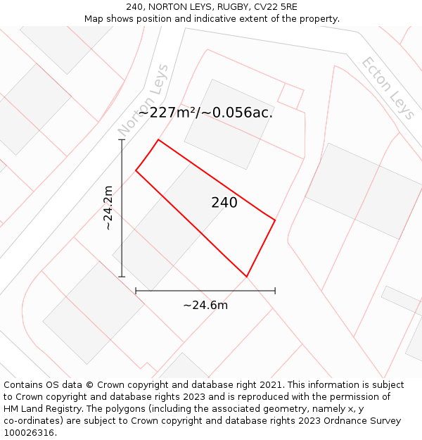 240, NORTON LEYS, RUGBY, CV22 5RE: Plot and title map